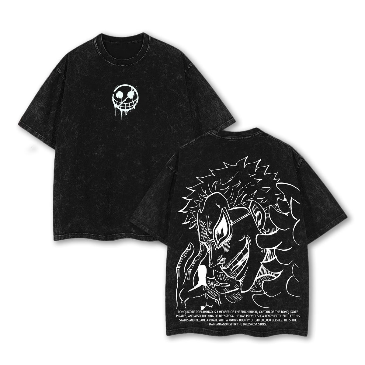 Doflamingo One Piece Anime Double Printed Vintage Washed Tee