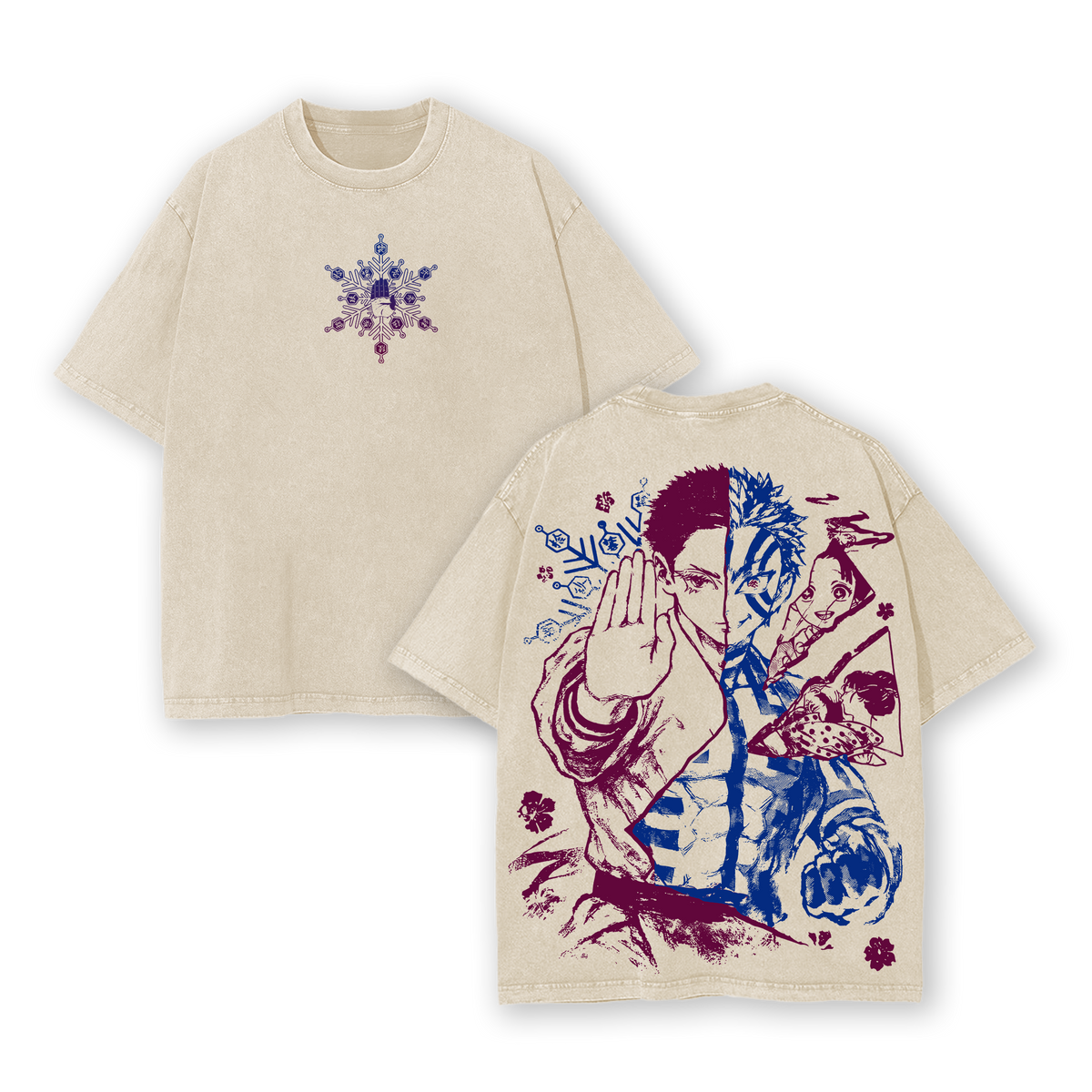 Akaza x Koyuki Tragic Love Tee – Vintage Washed Oversized Anime Shirt