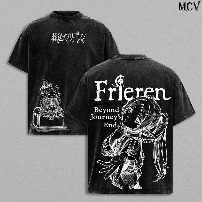 Soft Smile Frieren – Beyond Journey’s End Vintage Washed Anime T-Shirt