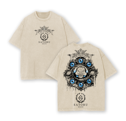 Gojo Satoru Six Eyes Jujutsu Kaisen T-Shirt - Vintage Washed Oversized
