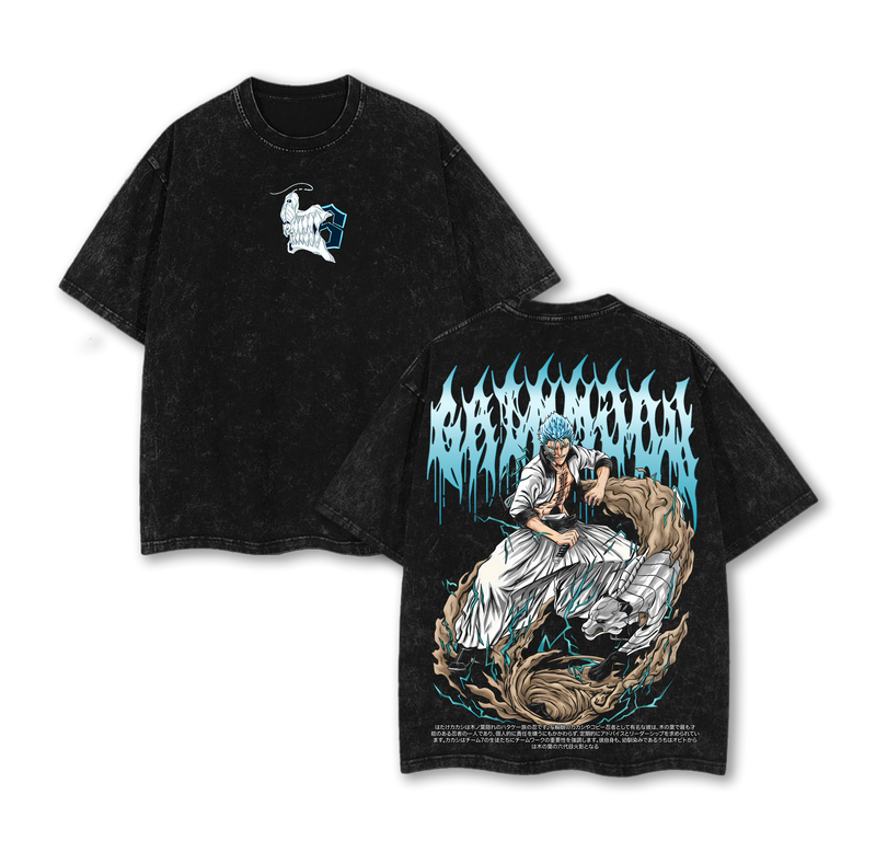 Grimmjow Bleach Vintage Washed Oversized T-Shirt – Arrancar 6 Anime Graphic Tee