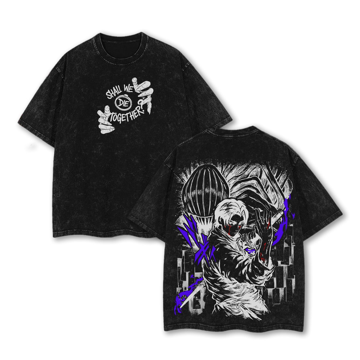 Yuta Okkotsu Vintage Washed Oversized T-Shirt – Jujutsu Kaisen The Culling Game Graphic Tee, “Shall We Die Together” Anime Shirt, Soft Cotton Casual Streetwear, Unisex Top, Gift for JJK Fans