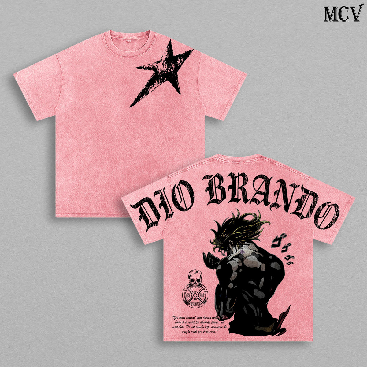 Dio Brando Anime Vintage Washed T-Shirt, JoJo Villain Graphic Tee, Manga Streetwear Heavyweight Cotton Shirt