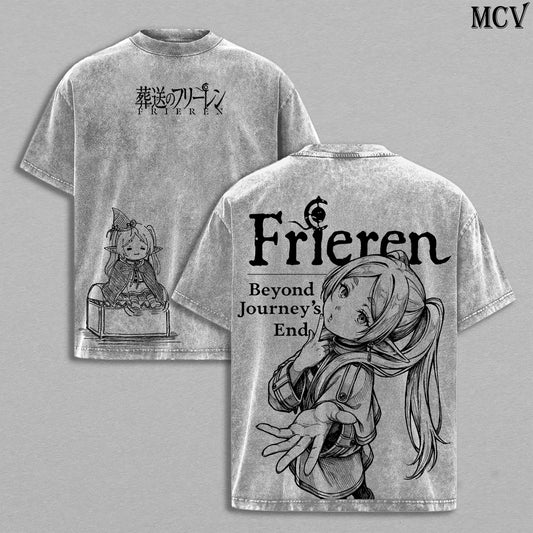 Soft Smile Frieren – Beyond Journey’s End Vintage Washed Anime T-Shirt