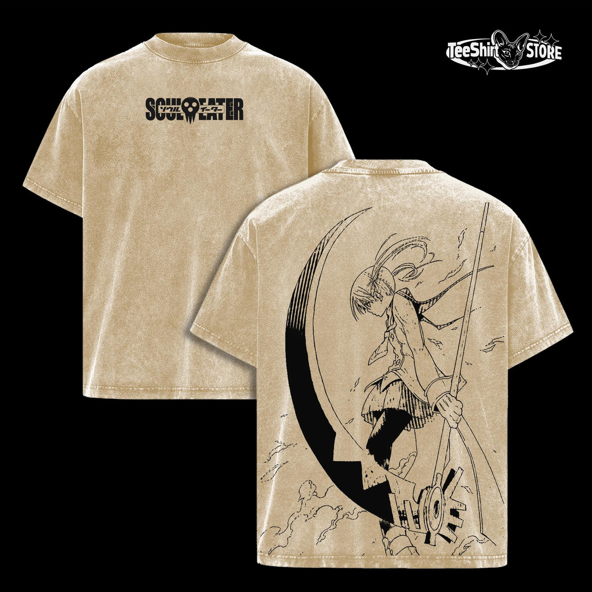 Retro Vintage Unisex Soul Eater Maka Anime Manga Acid Washed Heavyweight T-Shirt And Hoodie, Oversized Anime Streetwear Tee, Y2K Dark Anime Merch, Menswear Graphic Top, Gift for Anime Fans