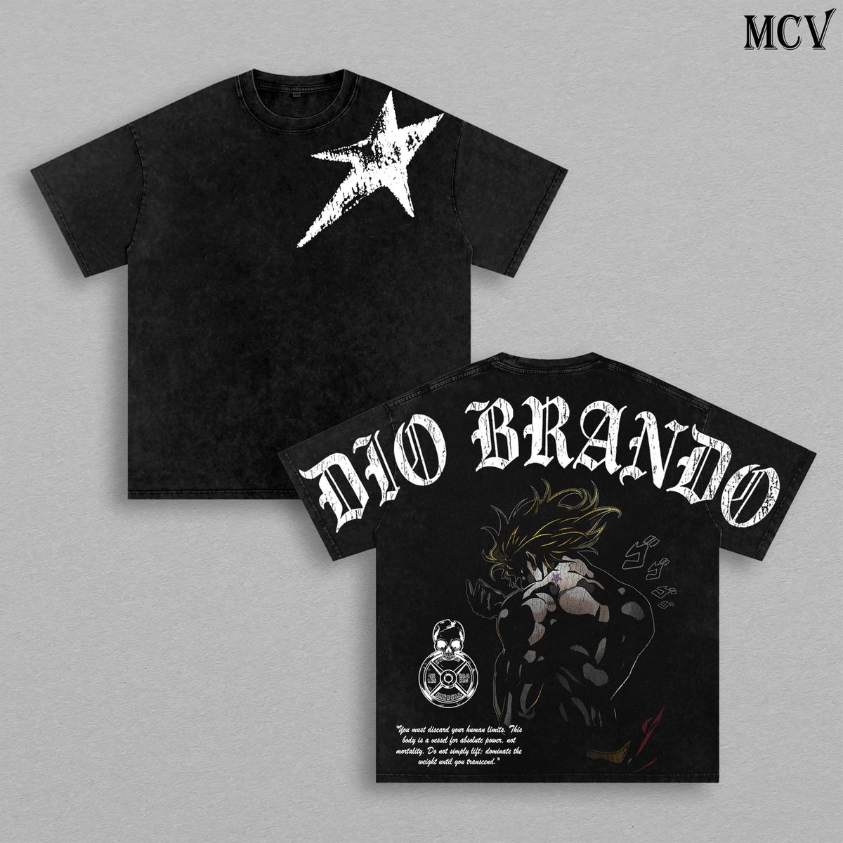 Dio Brando Anime Vintage Washed T-Shirt, JoJo Villain Graphic Tee, Manga Streetwear Heavyweight Cotton Shirt
