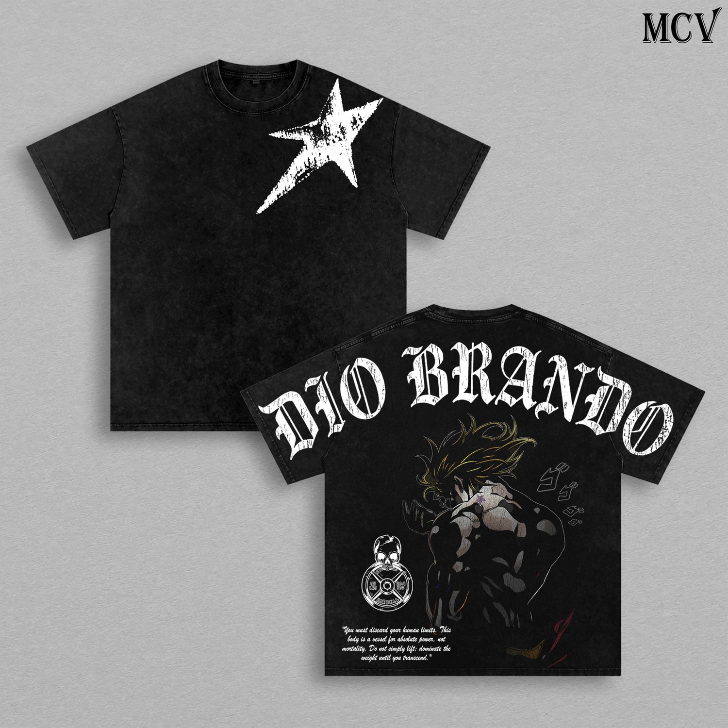 Dio Brando Anime Vintage Washed T-Shirt, JoJo Villain Graphic Tee, Manga Streetwear Heavyweight Cotton Shirt