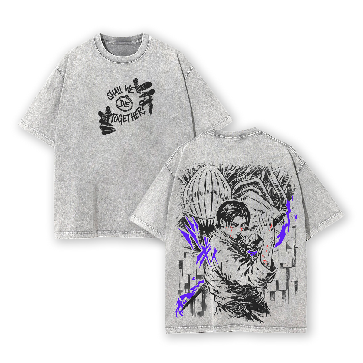 Yuta Okkotsu Vintage Washed Oversized T-Shirt – Jujutsu Kaisen The Culling Game Graphic Tee, “Shall We Die Together” Anime Shirt, Soft Cotton Casual Streetwear, Unisex Top, Gift for JJK Fans
