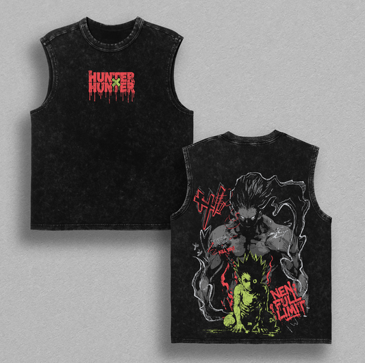 Gon Rage Unleashed Vintage Washed Oversized T-Shirt And Hoodie – Hunter x Hunter Dark Shonen Anime Graphic Tee, Heavyweight Cotton Unisex Streetwear Gift for Anime Fans