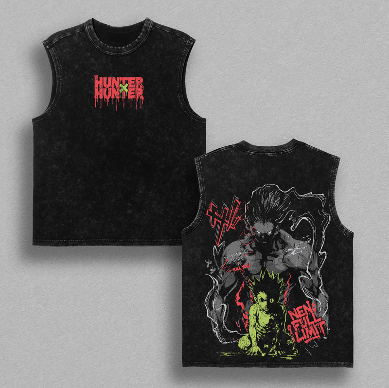 Gon Rage Unleashed Vintage Washed Oversized T-Shirt And Hoodie – Hunter x Hunter Dark Shonen Anime Graphic Tee, Heavyweight Cotton Unisex Streetwear Gift for Anime Fans