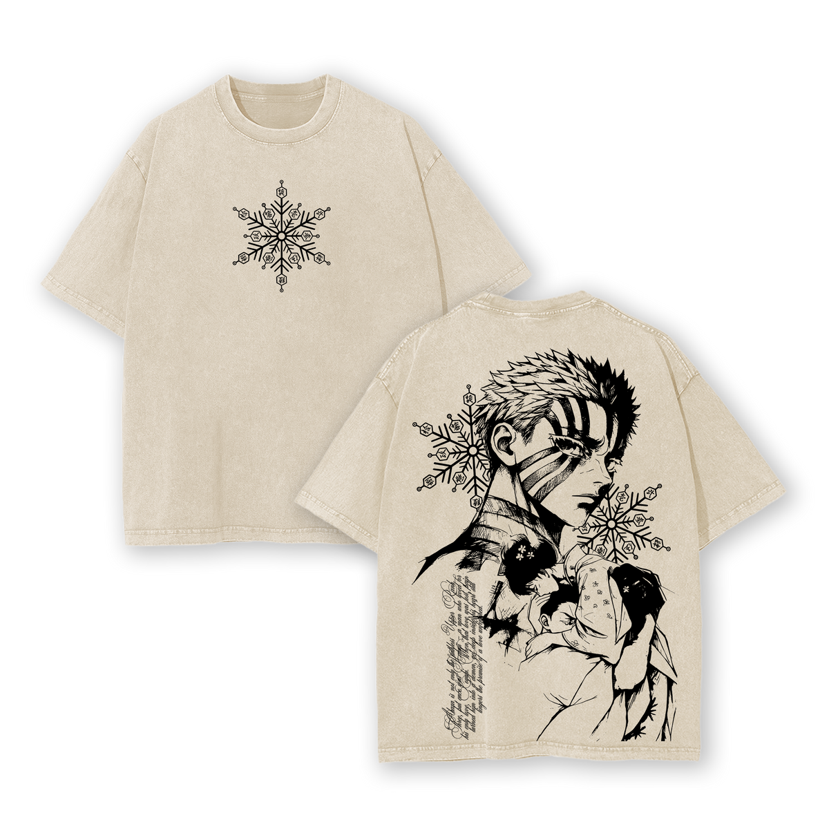 Akaza vs Koyuki Tee Washed – Demon Slayer Kimetsu no Yaiba Vintage Washed Oversized Heavy Cotton T-Shirt