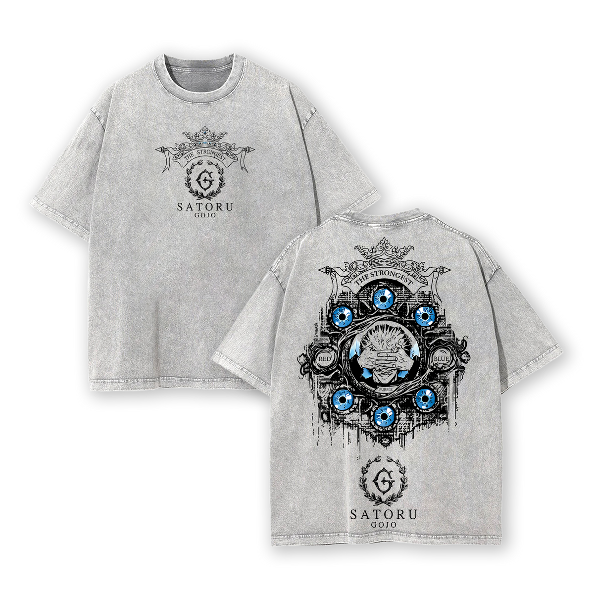 Gojo Satoru Six Eyes Jujutsu Kaisen T-Shirt - Vintage Washed Oversized