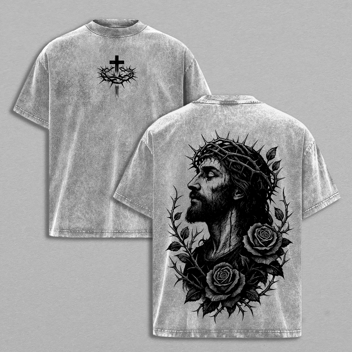 Jesus Crown of Thorns x Black Rose Tshirt & Hoodie Washed, God Apparel Tee, Jesus T-Shirt, Easter Streetwear, Christian Apparel Graphic Tees, Gym Pump Cover Christmas & Thanksgiving Outfit