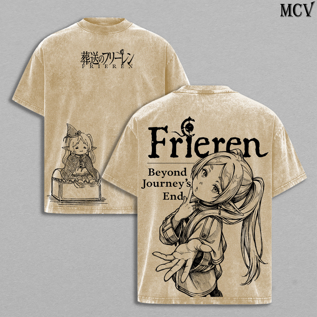 Soft Smile Frieren – Beyond Journey’s End Vintage Washed Anime T-Shirt
