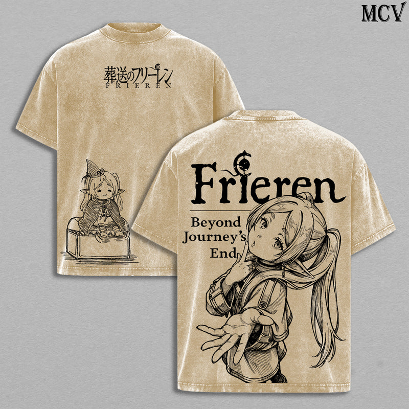 Soft Smile Frieren – Beyond Journey’s End Vintage Washed Anime T-Shirt