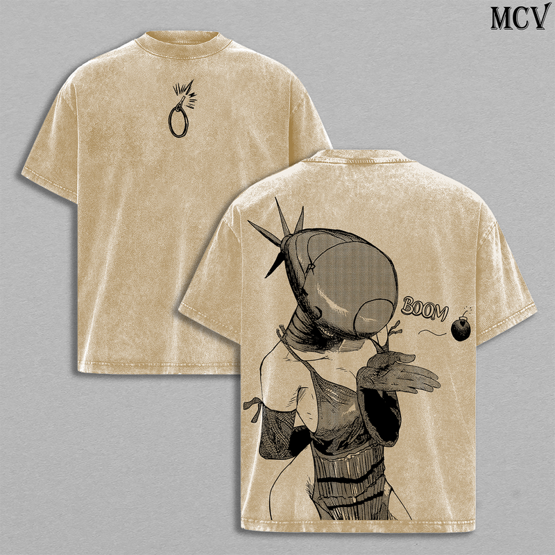 Explosive Devil Girl Reze – Chainsaw Man Vintage Washed Anime Graphic Tee