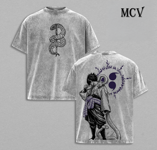 Sasuke Uchiha T-Shirt, Naruto Anime Tee, Sharingan Revenge Graphic Vintage Washed Tee