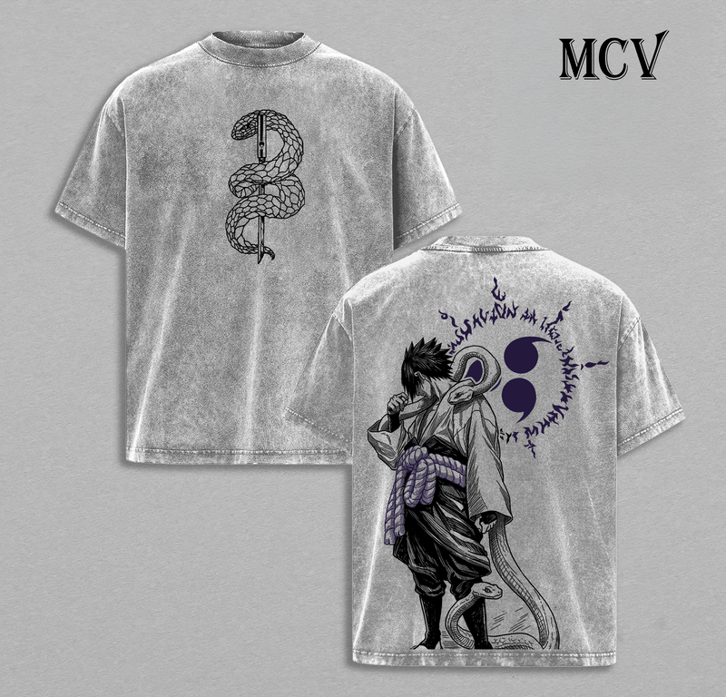 Sasuke Uchiha T-Shirt, Naruto Anime Tee, Sharingan Revenge Graphic Vintage Washed Tee