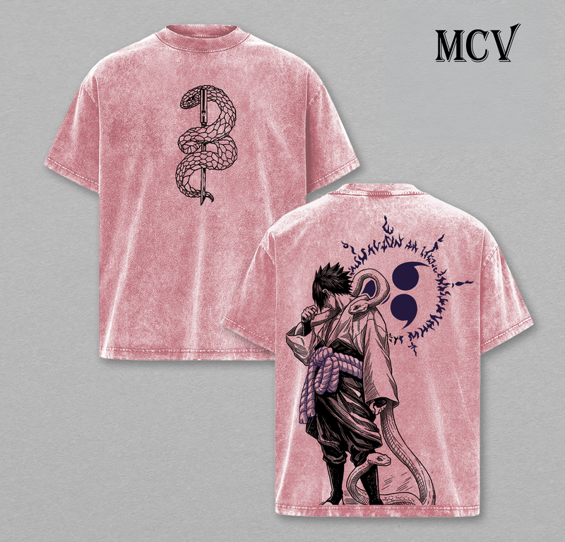 Sasuke Uchiha T-Shirt, Naruto Anime Tee, Sharingan Revenge Graphic Vintage Washed Tee