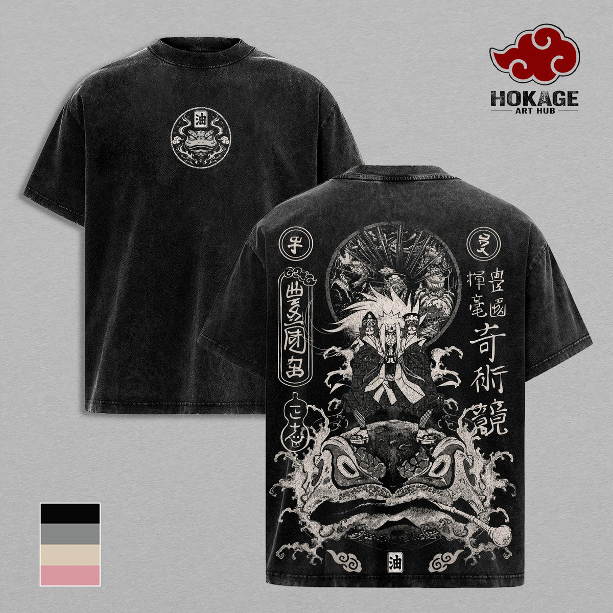 Jiraiya Naruto T-Shirt, Anime Graphic Tee, Vintage Washed Shirt, Oversized Streetwear T-Shirt, Japanese Manga Shirt, Heavyweight Cotton Tee, Graphic Tees Men, Unisex Anime Merch, Gift for Naruto Fans