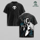White Ichigo Hollow Vintage Washed T-Shirt, Bleach Graphic Tee, Oversized Heavy Cotton Anime Shirt, Gothic Manga Streetwear, Cross Hatch Back Print Apparel Classic