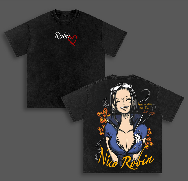 Nico Robin Vintage Washed T-Shirt One Piece Anime Graphic Tee