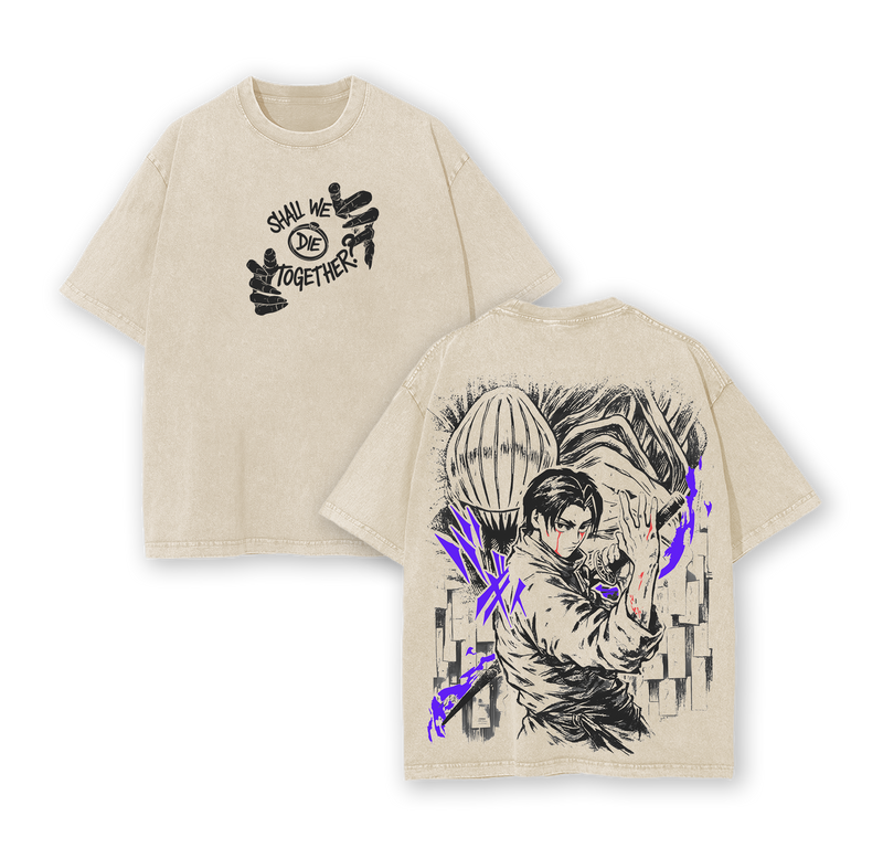 Yuta Okkotsu Vintage Washed Oversized T-Shirt – Jujutsu Kaisen The Culling Game Graphic Tee, “Shall We Die Together” Anime Shirt, Soft Cotton Casual Streetwear, Unisex Top, Gift for JJK Fans