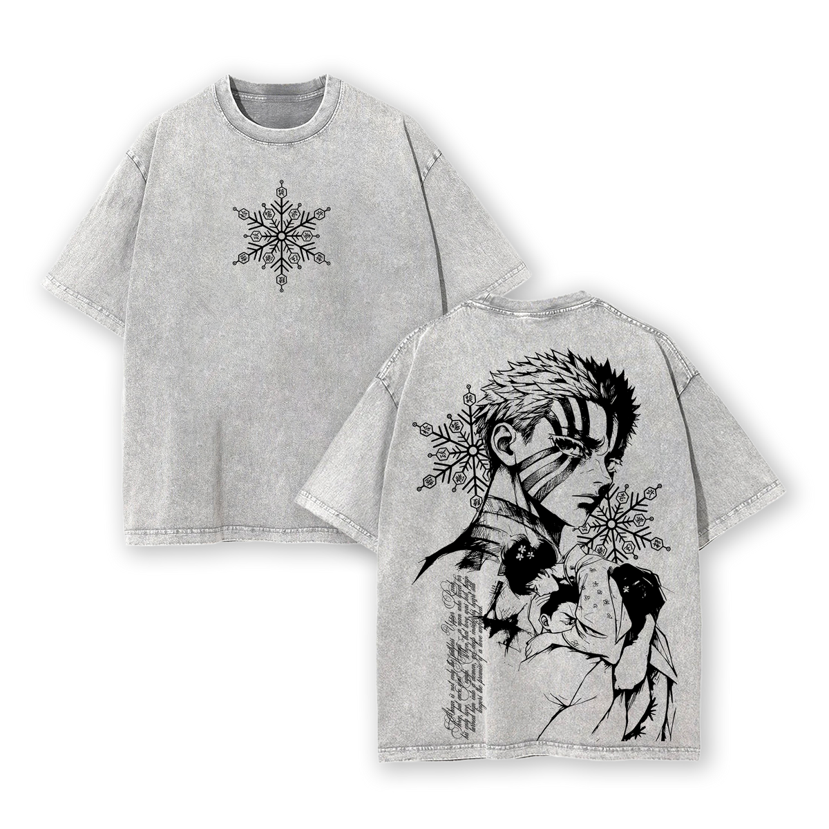 Akaza vs Koyuki Tee Washed – Demon Slayer Kimetsu no Yaiba Vintage Washed Oversized Heavy Cotton T-Shirt