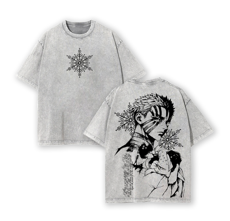 Akaza vs Koyuki Tee Washed – Demon Slayer Kimetsu no Yaiba Vintage Washed Oversized Heavy Cotton T-Shirt