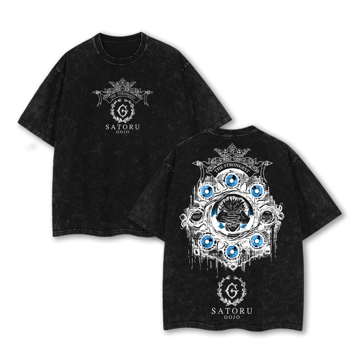 Gojo Satoru Six Eyes Jujutsu Kaisen T-Shirt - Vintage Washed Oversized