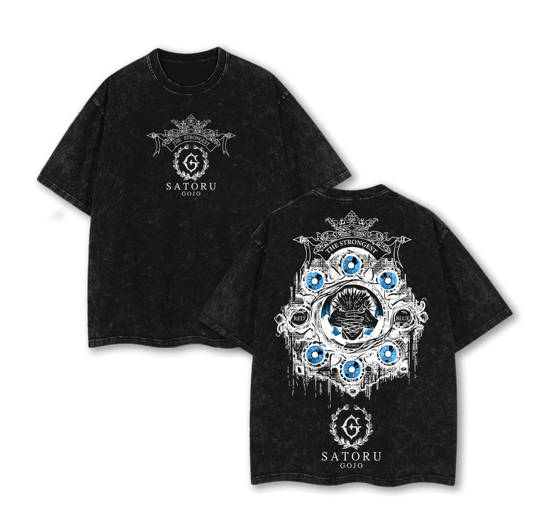 Gojo Satoru Six Eyes Jujutsu Kaisen T-Shirt - Vintage Washed Oversized