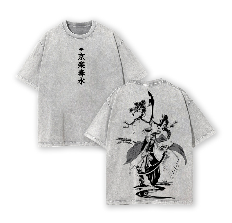 Bleach Shinigami T-Shirt Washed, Shunsui Kyōraku Captain Commander Tee, Anime Soul Reaper Graphic Shirt