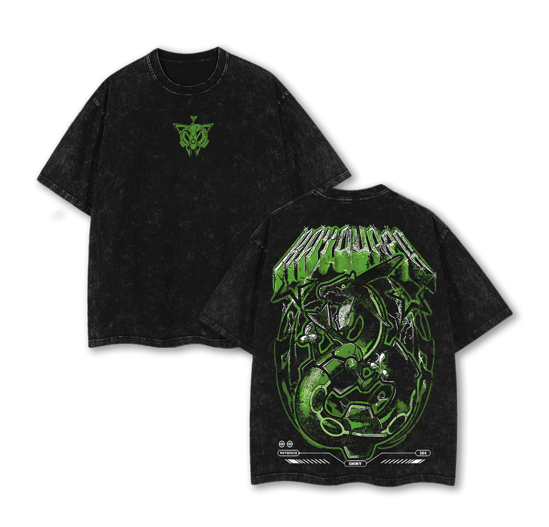 Rayquaza Green Double Printed Vintage Washed Tee