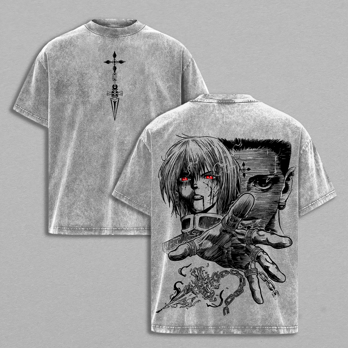 Kurapika vs Chrollo Hunter X Hunter Anime Double Printed Vintage  Washed Tee Unisex Oversize Anime Manga Washed Heavyweight Cotton T-shirt, Gift For Anime Fan, Anime Lover