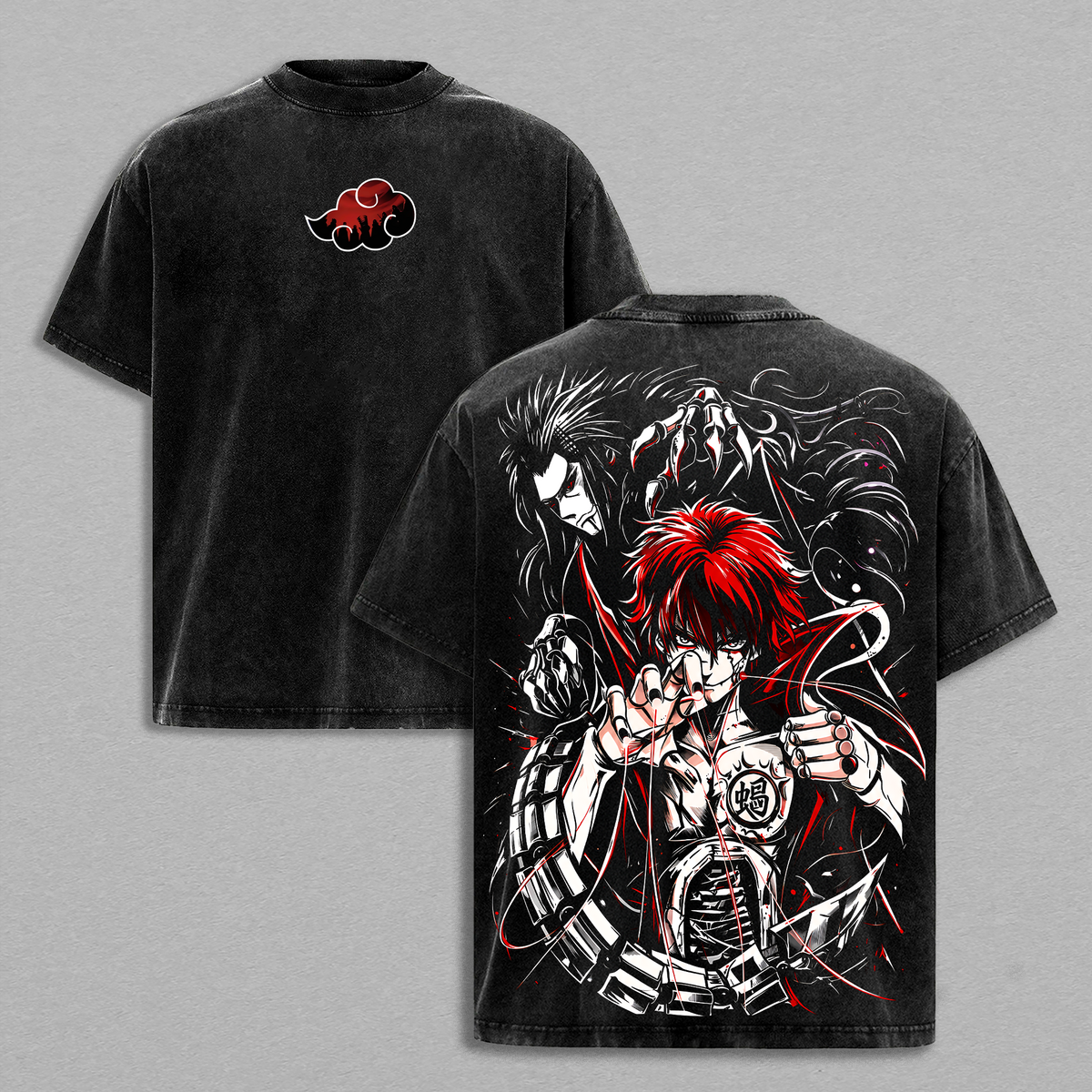 NARUTO - SASORI Anime Vintage Washed Shirt Shadow Possession Graphic Tee Oversized Streetwear Manga Fan Gift