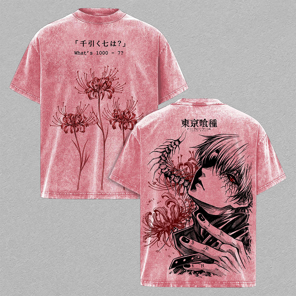 Tokyo Ghoul Anime T Shirt, Ken Kaneki Graphic Tee, Oversized Acid Washed Cotton Shirt, Streetwear Manga Merch, Unisex Casual Outfit Gift
