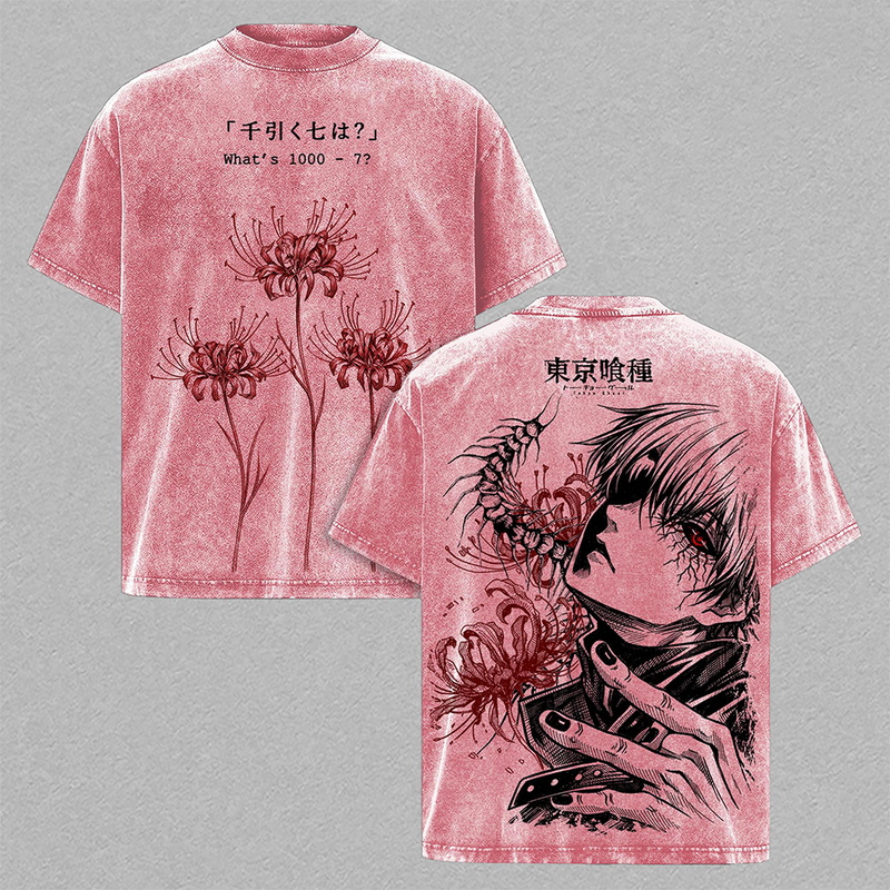 Tokyo Ghoul Anime T Shirt, Ken Kaneki Graphic Tee, Oversized Acid Washed Cotton Shirt, Streetwear Manga Merch, Unisex Casual Outfit Gift