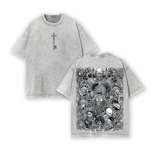 The Key Shingeki no Kyojin - Attack On Titan Anime Double Printed Washed Tee
