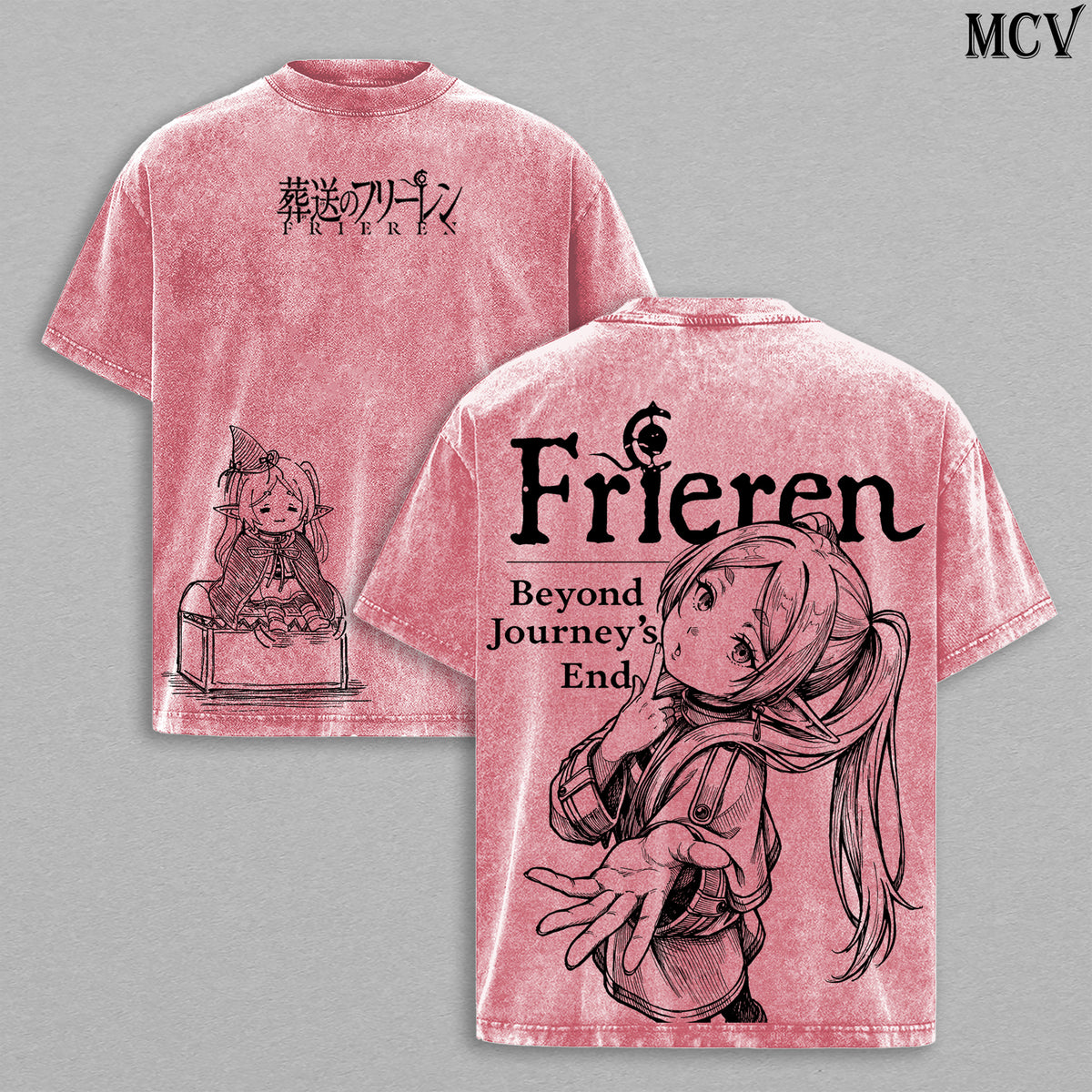 Soft Smile Frieren – Beyond Journey’s End Vintage Washed Anime T-Shirt