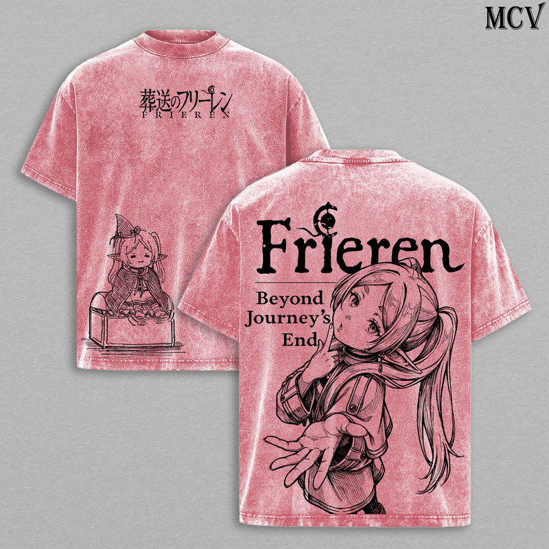 Soft Smile Frieren – Beyond Journey’s End Vintage Washed Anime T-Shirt