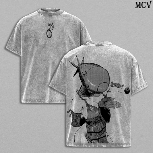 Explosive Devil Girl Reze – Chainsaw Man Vintage Washed Anime Graphic Tee