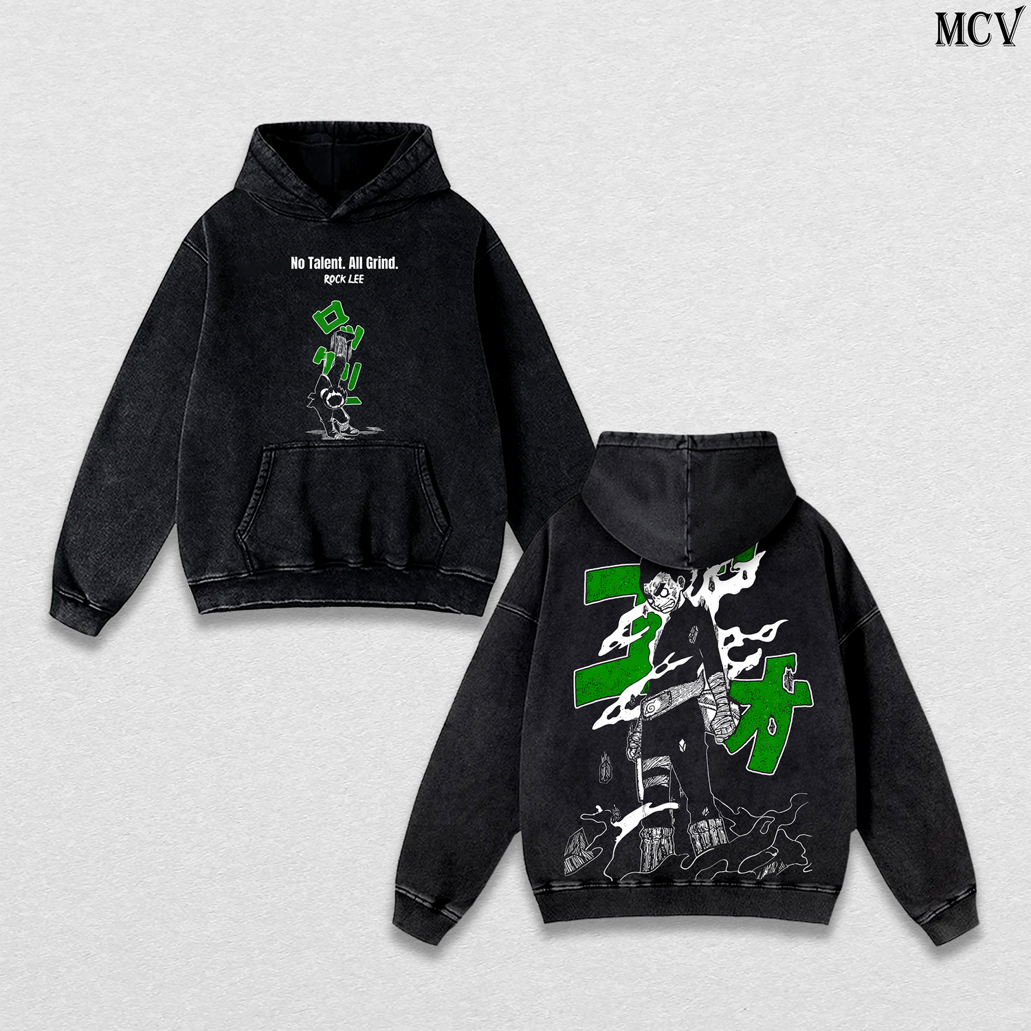 Rock Lee Hoodie, Naruto Anime Washed Hoodie, Hard Work Taijutsu Graphic Vintage Hoodie