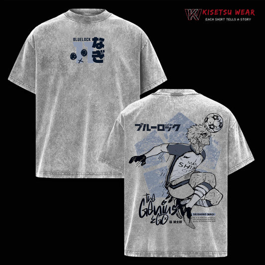 Seishiro Nagi Tee – Blue Lock Vintage Washed T Shirt, The Genius Ego Soccer Design, Oversized Soft Cotton Streetwear, Manga Merch Gift Top Menswear