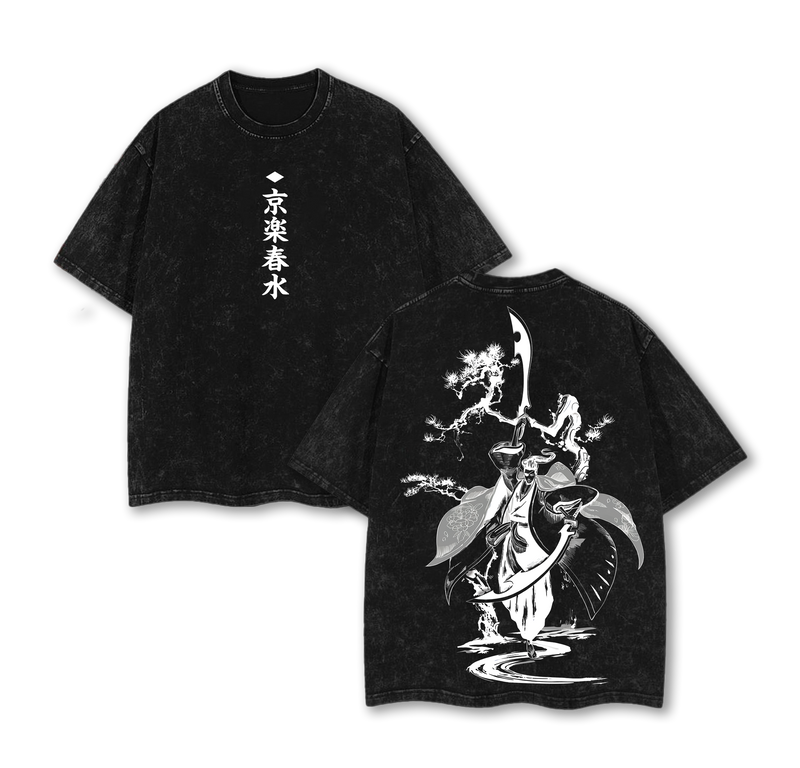 Bleach Shinigami T-Shirt Washed, Shunsui Kyōraku Captain Commander Tee, Anime Soul Reaper Graphic Shirt
