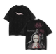 Nezuko Kamado Vintage Washed Tee, Demon Slayer Anime Oversized Unisex T-shirt, Heavy Cotton Double Print Manga Top
