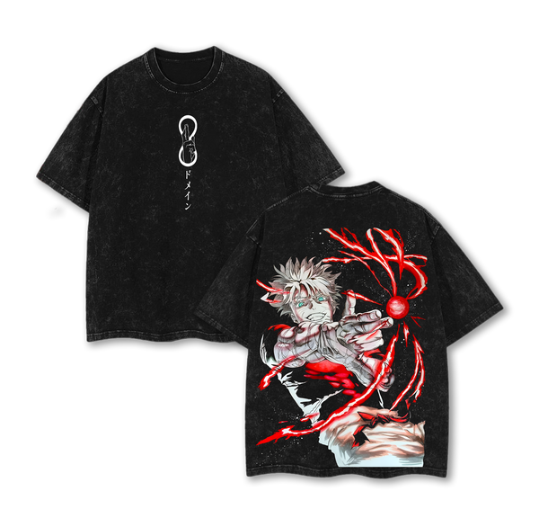 Gojo Satoru Tee Washed Jujutsu Kaisen Execution Shibuya Incident Compilation & Culling Game Prelude Vintage Oversized Heavy Cotton Anime Manga T-Shirt