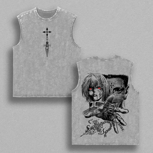 Kurapika vs Chrollo Hunter X Hunter Anime Double Printed Vintage  Washed Tee Unisex Oversize Anime Manga Washed Heavyweight Cotton T-shirt, Gift For Anime Fan, Anime Lover