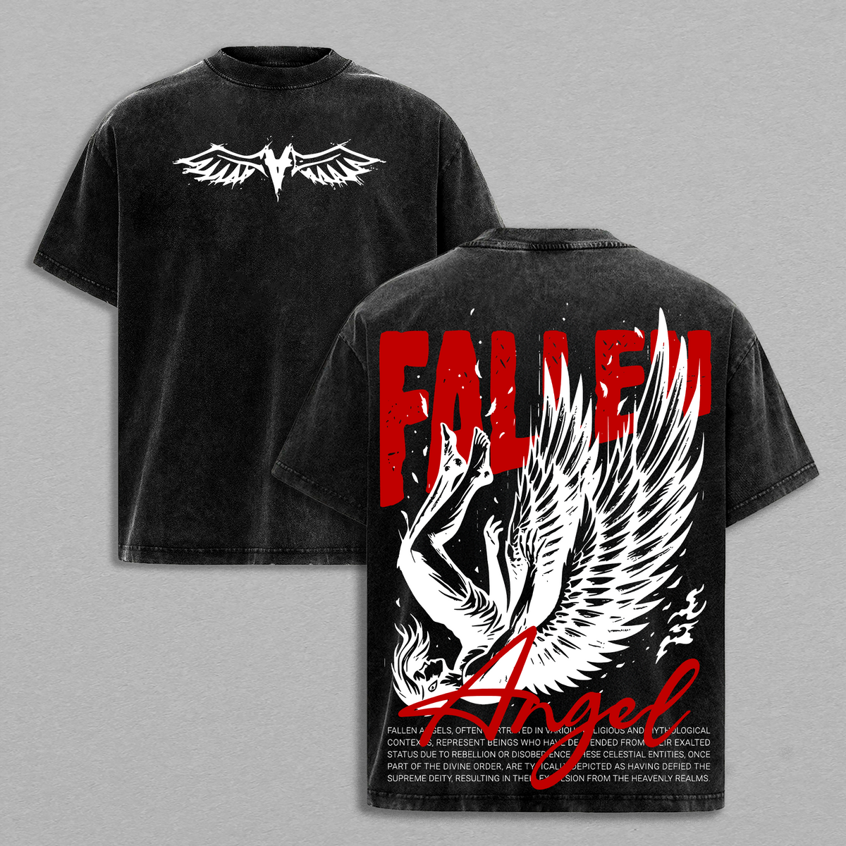 Fallen Angel Shirt Vintage Washed Tee / Hoodie / Sweatshirt | Dark Aesthetic Graphic Tee | Angel Wing Streetwear | Grunge Oversize Shirt for Men Women Jesus Apparel  Christian Based Clothing