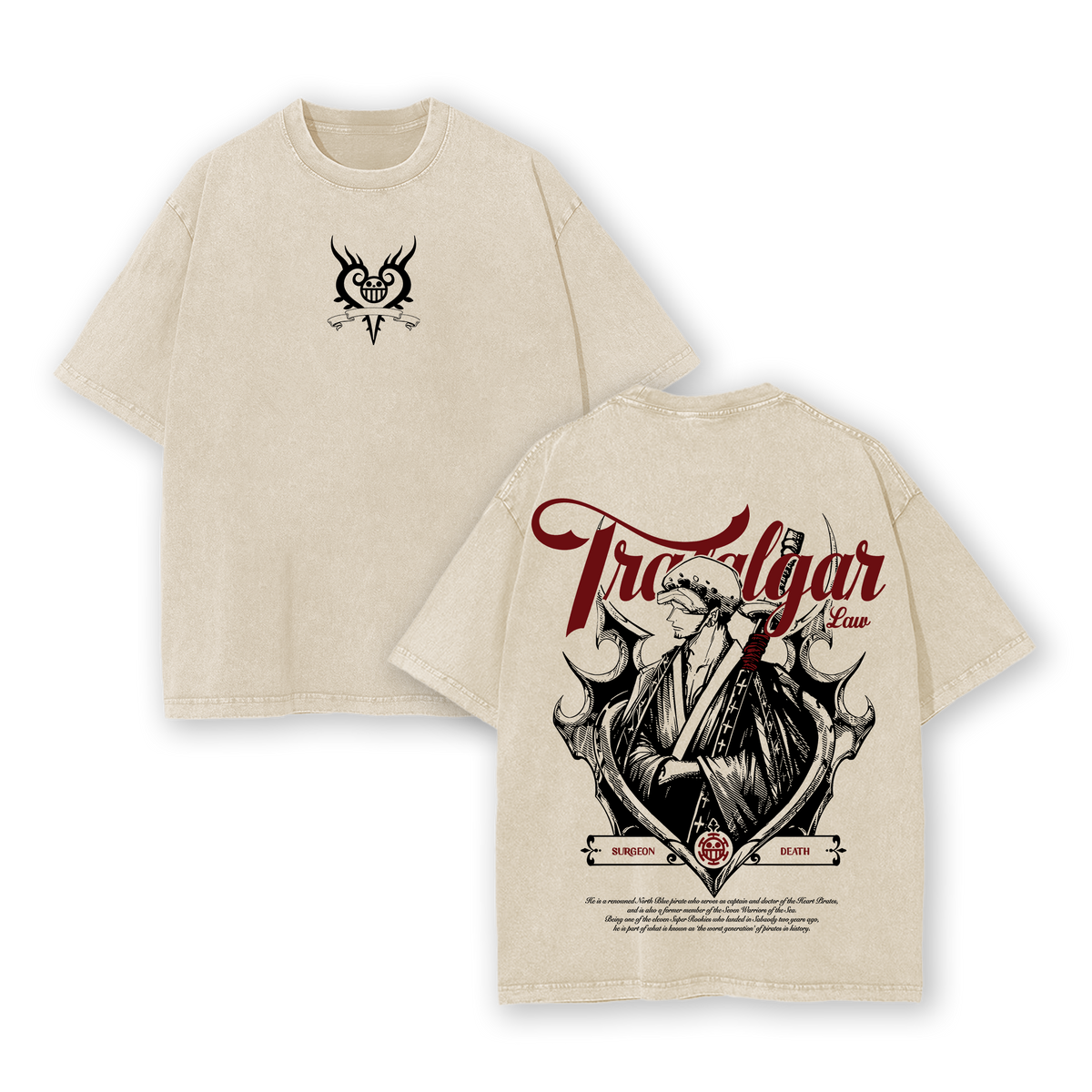 Trafalgar Law One Piece Shirt – Vintage Washed Oversized Anime Tee