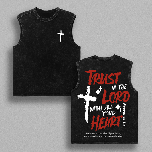 Proverbs 3:5 Bible Verse T-Shirt Washed, Trust in the Lord with All Your Heart Christian Shirt, Faith and Scripture Graphic Tee, Religious Jesus Apparel, Easter Outfit, Church Outfit Gift for Believers